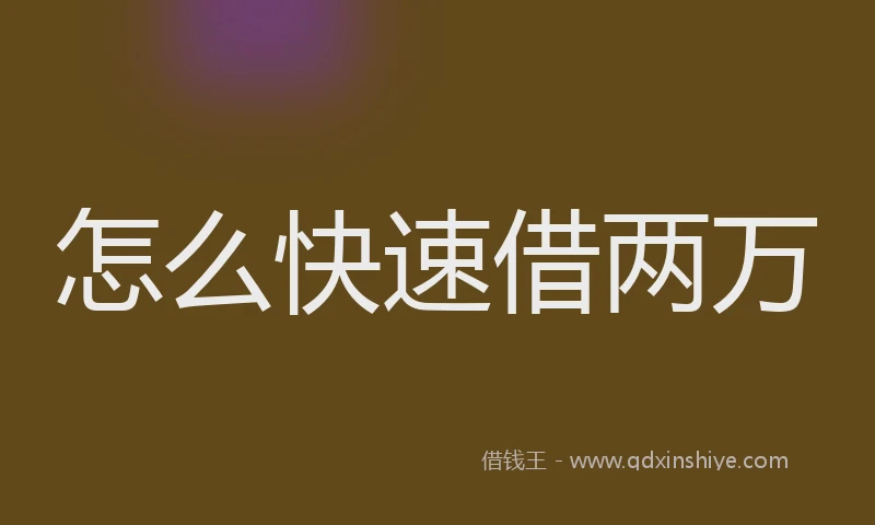 怎么快速借两万