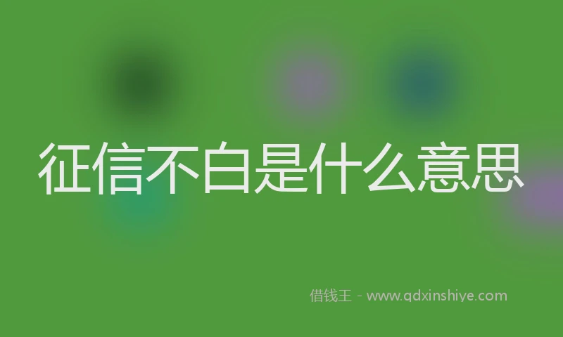 征信不白是什么意思