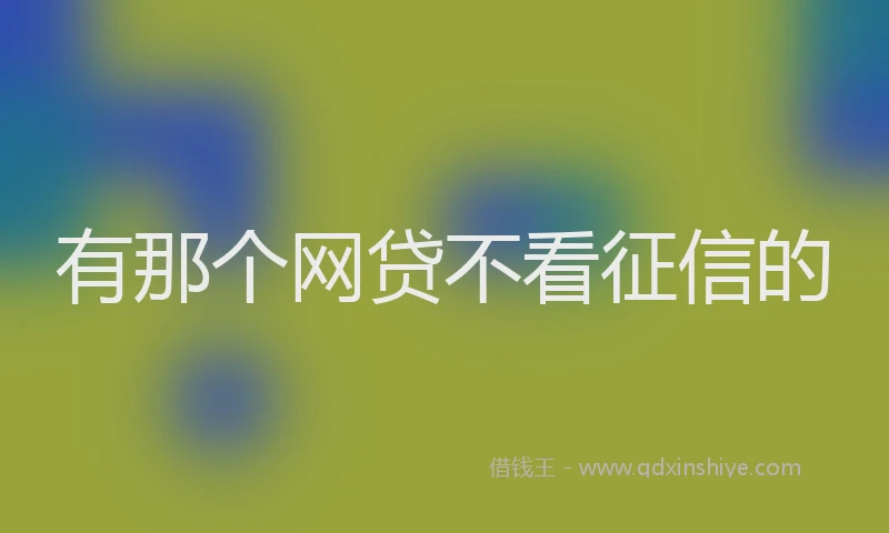 有那个网贷不看征信的