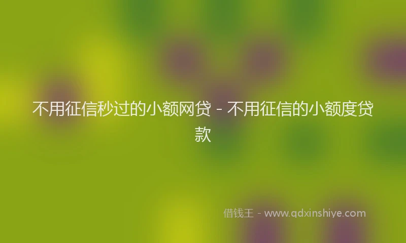不用征信秒过的小额网贷 - 不用征信的小额度贷款