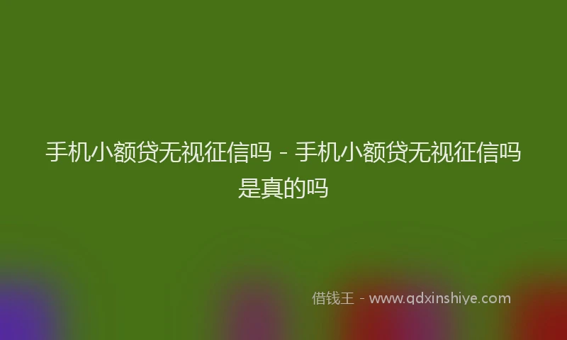 手机小额贷无视征信吗 - 手机小额贷无视征信吗是真的吗