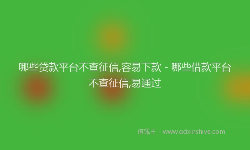 哪些贷款平台不查征信,容易下款 - 哪些借款平台不查征信,易通过