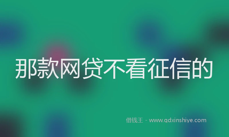 那款网贷不看征信的
