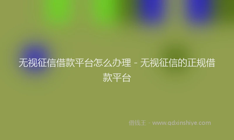 无视征信借款平台怎么办理 - 无视征信的正规借款平台