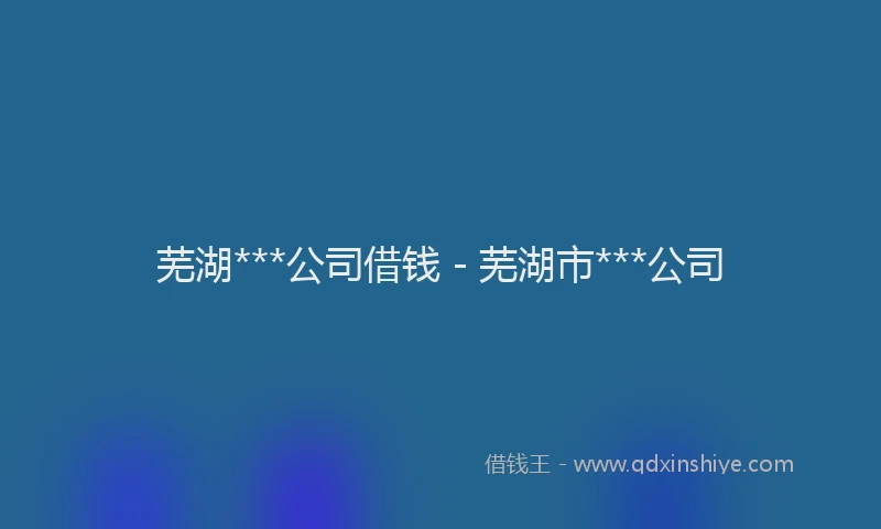 芜湖***公司借钱 - 芜湖市***公司