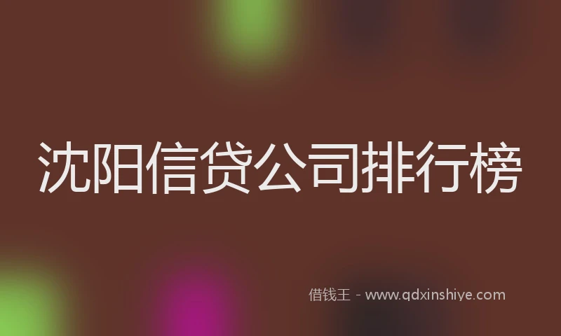 沈阳信贷公司排行榜