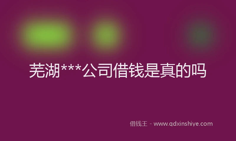 芜湖***公司借钱是真的吗