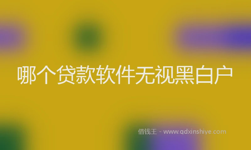 哪个贷款软件无视黑白户