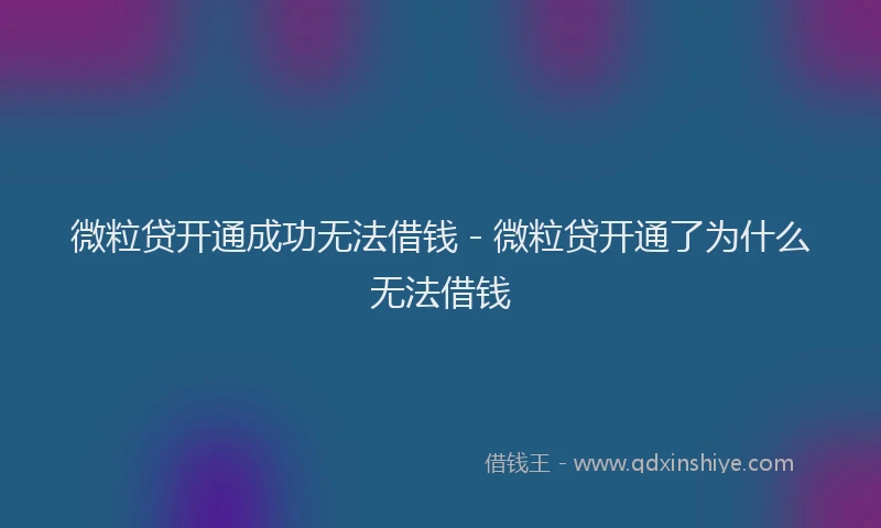 微粒贷开通成功无法借钱 - 微粒贷开通了为什么无法借钱
