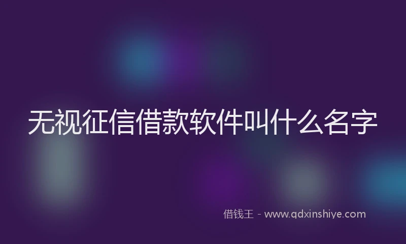 无视征信借款软件叫什么名字