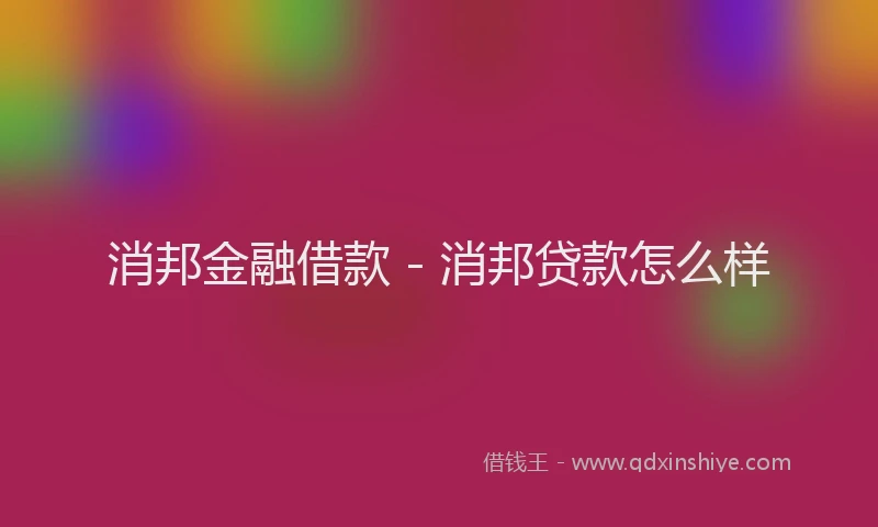 消邦金融借款 - 消邦贷款怎么样