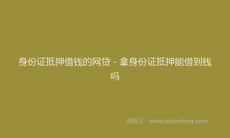身份证抵押借钱的网贷 - 拿身份证抵押能借到钱吗