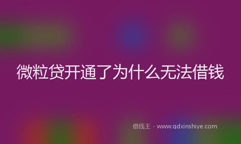 微粒贷开通了为什么无法借钱