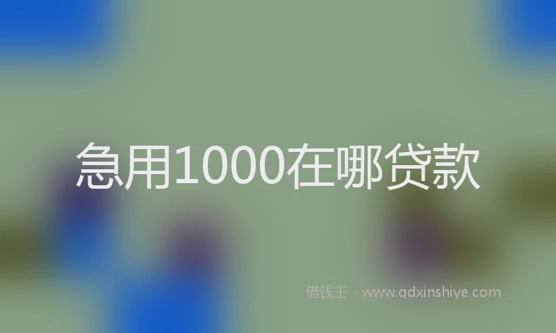 急用1000在哪贷款