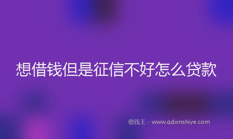 想借钱但是征信不好怎么贷款