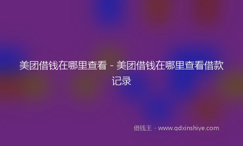 美团借钱在哪里查看 - 美团借钱在哪里查看借款记录