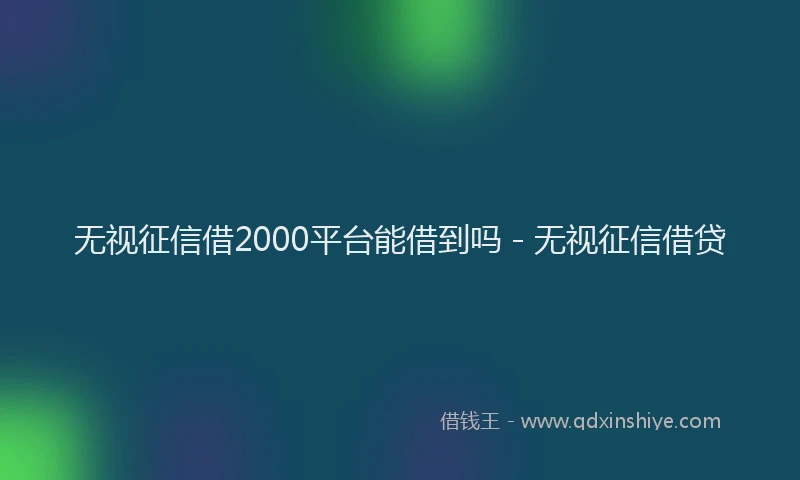 无视征信借2000平台能借到吗 - 无视征信借贷