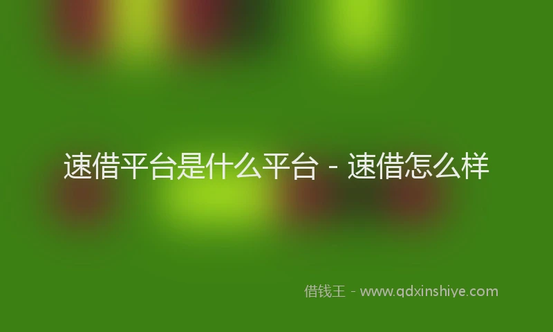 速借平台是什么平台 - 速借怎么样