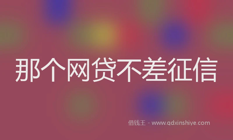 那个网贷不差征信