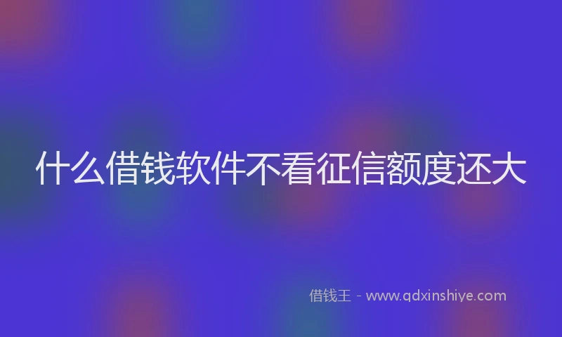 什么借钱软件不看征信额度还大
