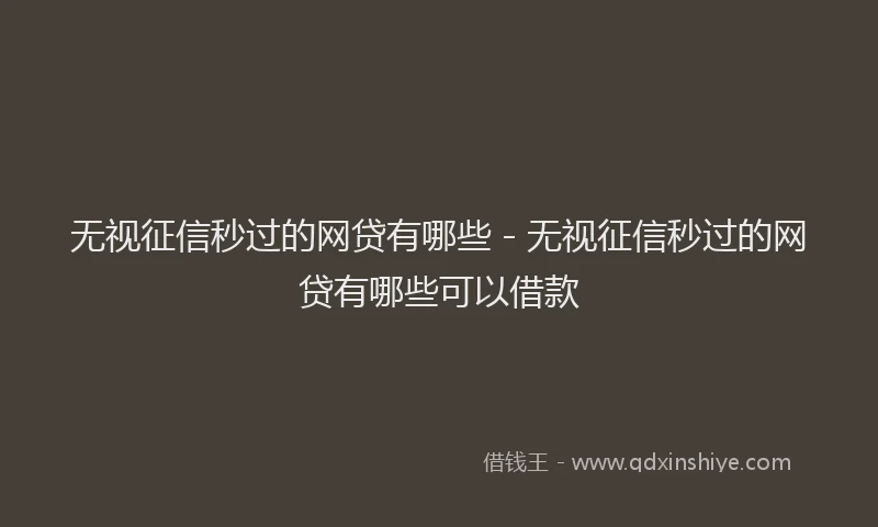 无视征信秒过的网贷有哪些 - 无视征信秒过的网贷有哪些可以借款
