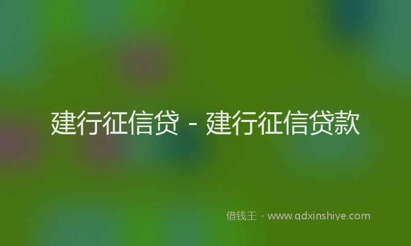 建行征信贷 - 建行征信贷款