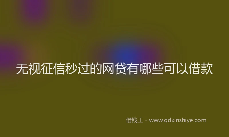 无视征信秒过的网贷有哪些可以借款