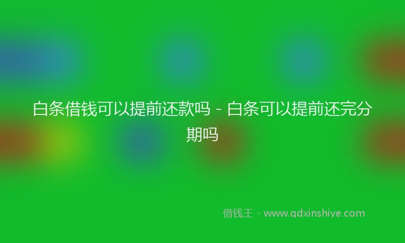 白条借钱可以提前还款吗 - 白条可以提前还完分期吗