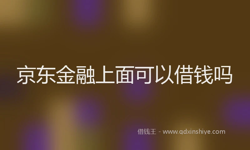 京东金融上面可以借钱吗