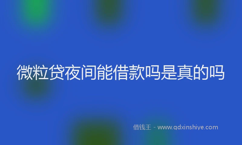 微粒贷夜间能借款吗是真的吗