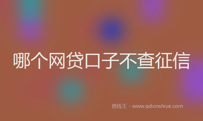 哪个网贷口子不查征信