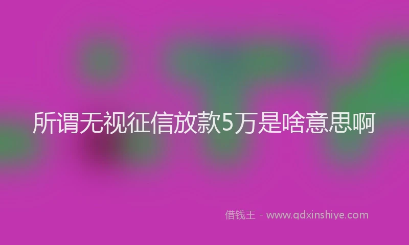 所谓无视征信放款5万是啥意思啊