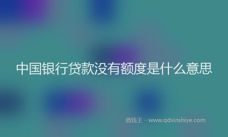 中国银行贷款没有额度是什么意思