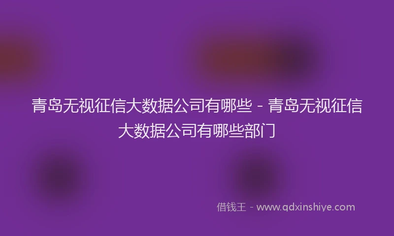 青岛无视征信大数据公司有哪些 - 青岛无视征信大数据公司有哪些部门