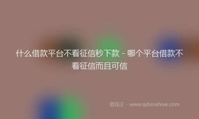 什么借款平台不看征信秒下款 - 哪个平台借款不看征信而且可信
