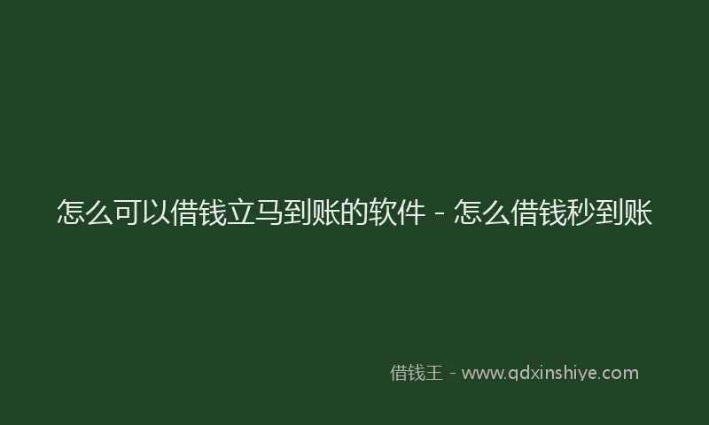 怎么可以借钱立马到账的软件 - 怎么借钱秒到账