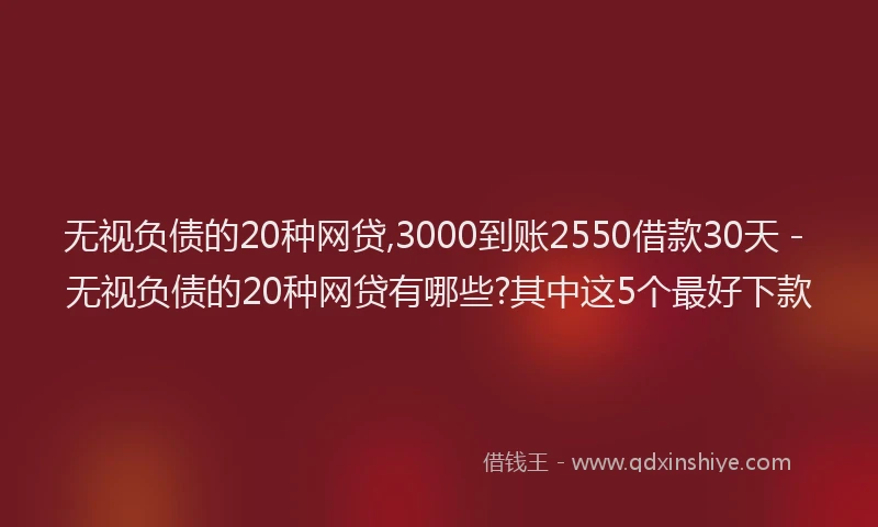 无视负债的20种网贷,3000到账2550借款30天 - 无视负债的20种网贷有哪些?其中这5个最好下款