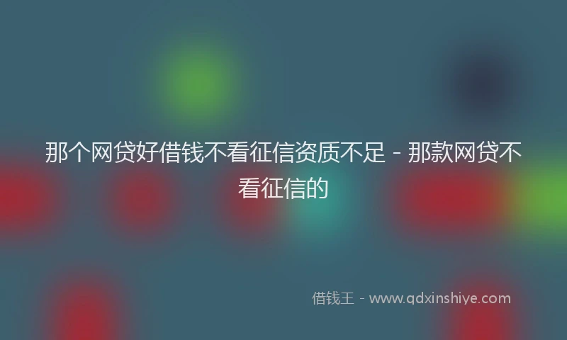 那个网贷好借钱不看征信资质不足 - 那款网贷不看征信的