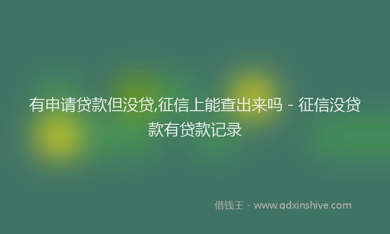 有申请贷款但没贷,征信上能查出来吗 - 征信没贷款有贷款记录