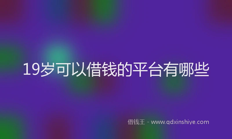 19岁可以借钱的平台有哪些