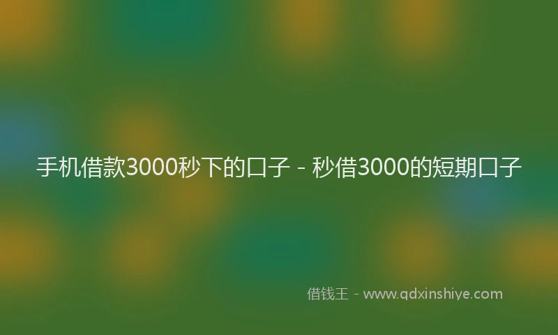 手机借款3000秒下的口子 - 秒借3000的短期口子