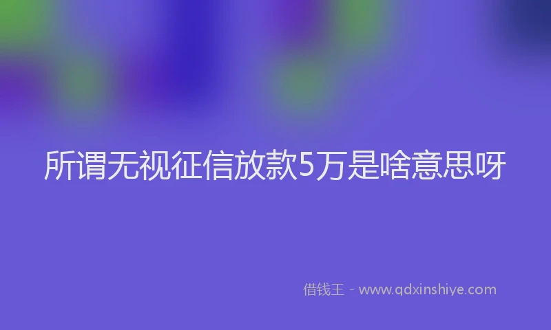 所谓无视征信放款5万是啥意思呀