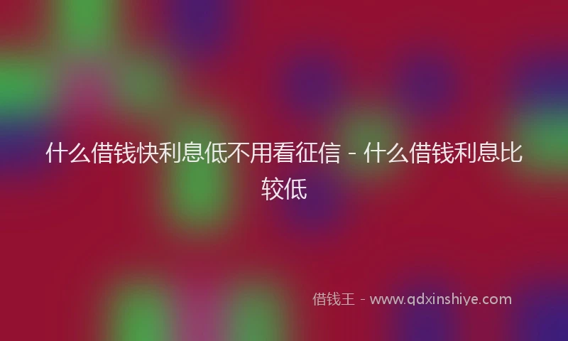 什么借钱快利息低不用看征信 - 什么借钱利息比较低