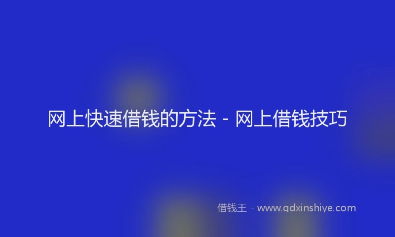 网上快速借钱的方法 - 网上借钱技巧
