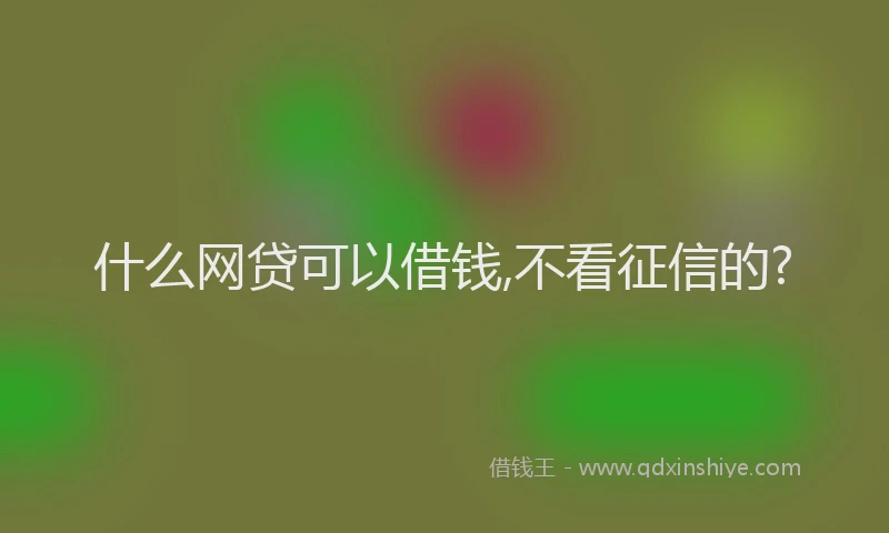什么网贷可以借钱,不看征信的?