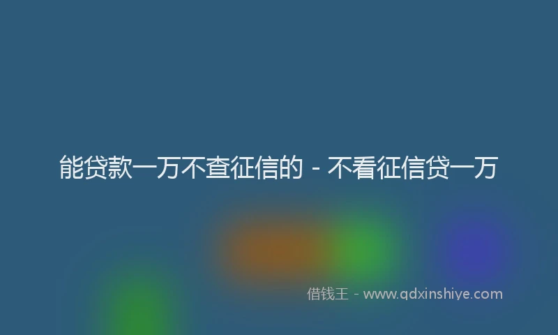 能贷款一万不查征信的 - 不看征信贷一万