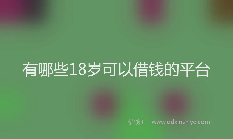 有哪些18岁可以借钱的平台