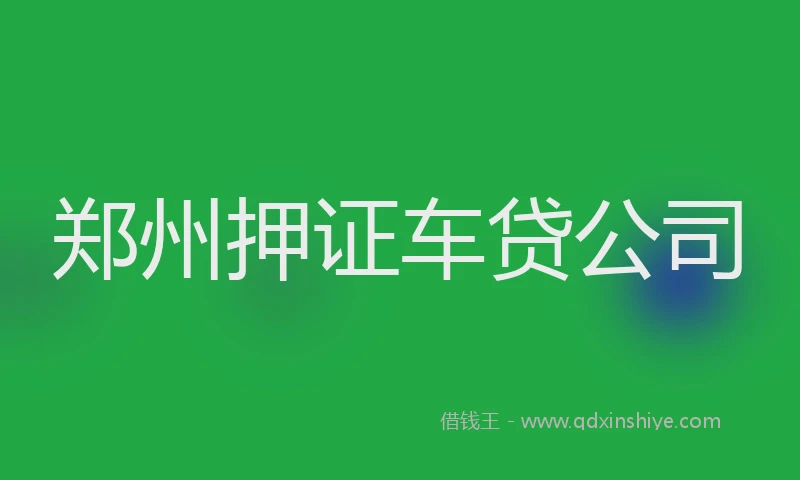 郑州押证车贷公司