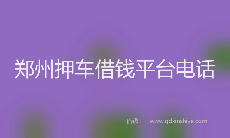 郑州押车借钱平台电话
