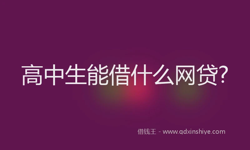 高中生能借什么网贷?